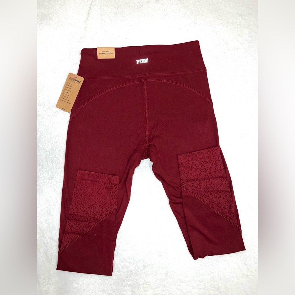 PINK VICTORIA SECRET sport red velvet colored leggings